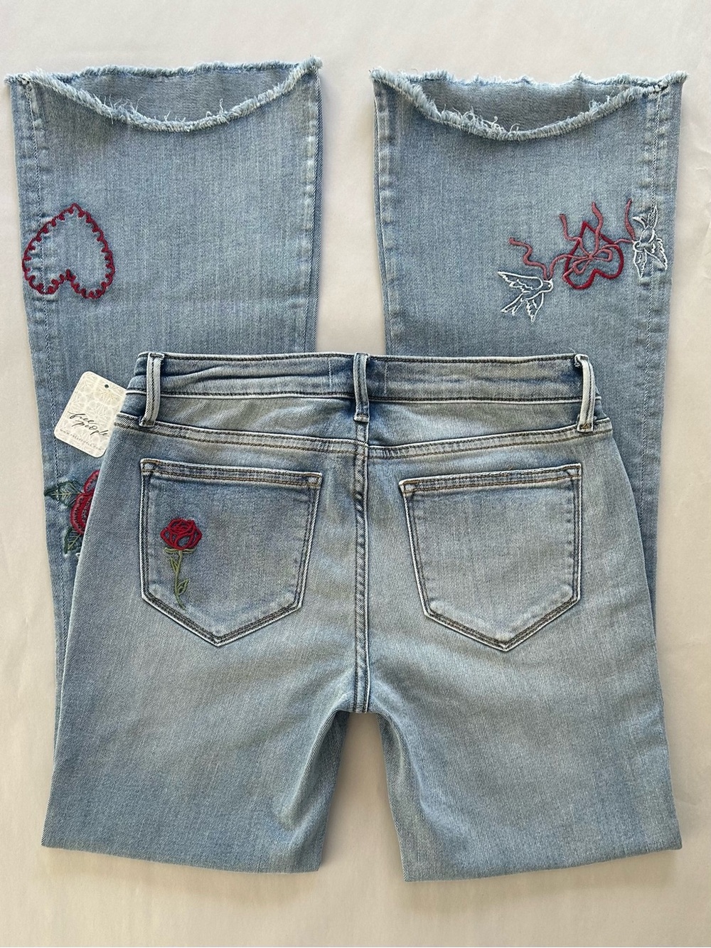 DRIFTWOOD Eva Love Letter Bootcut Embroidered Jeans, 26 NWT - Picture 12 of 12
